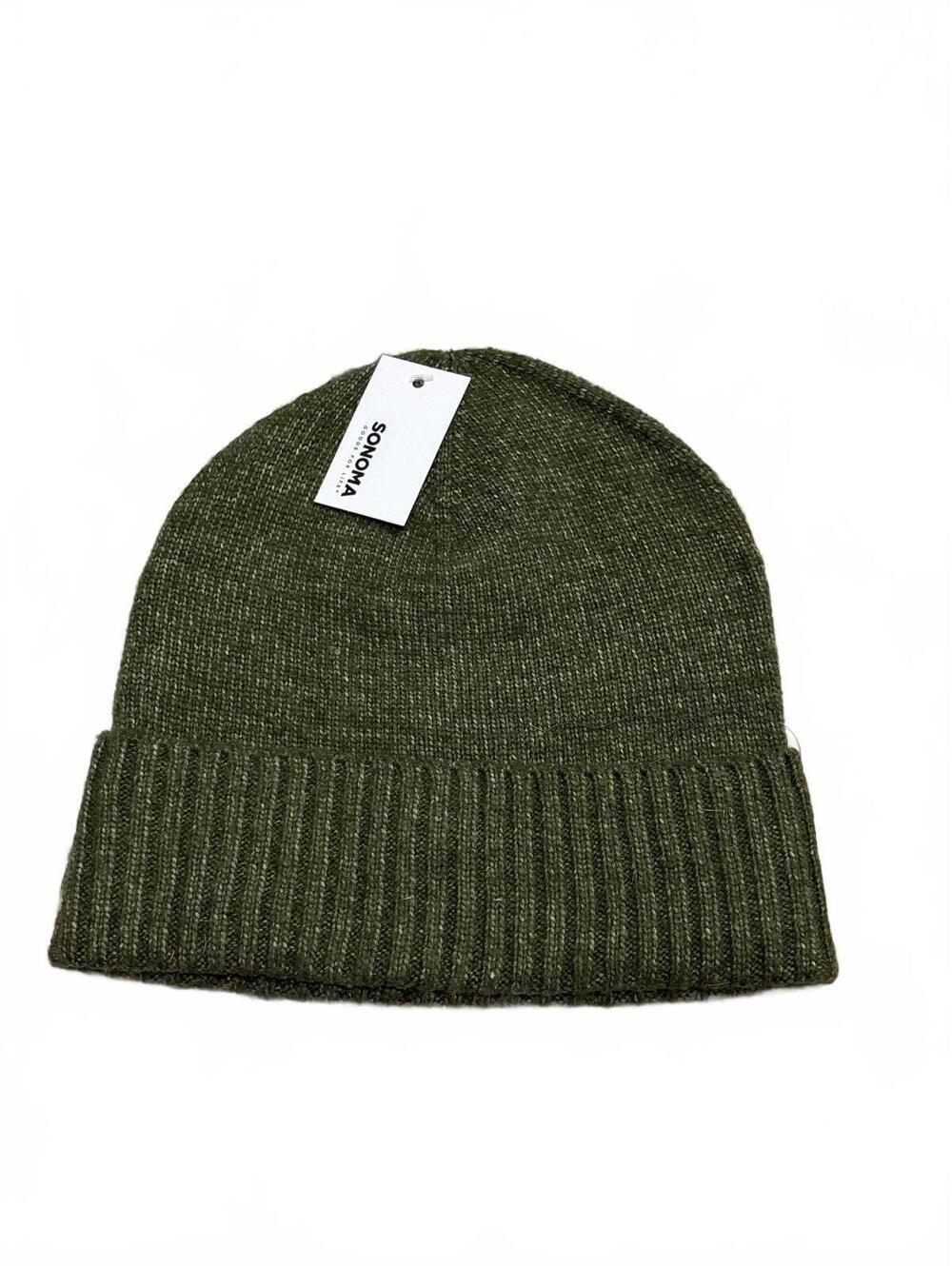 Sonoma Olive Green Knit Beanie Hat One Size